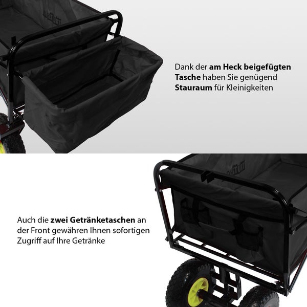 Bollerwagen mit Hecktasche und Getränketaschen