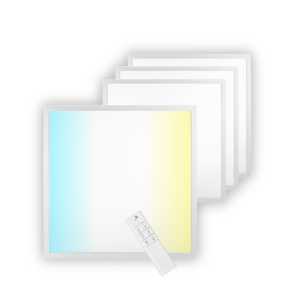 ENOVALITE 4er-Set LED-Panel 62x62cm CCT Panel Warm-Kaltweiß Dimmbare Einbau-Deckenleuchte für Rasterdecken 36W 3600lm mit Fernbedienung
