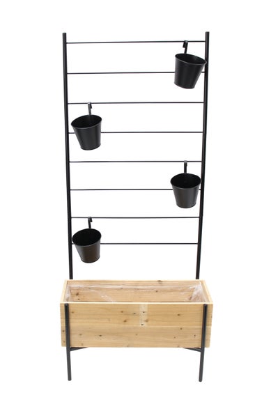 FRANK FLECHTWAREN | Pflanzer Metallgerüst, HOLZ, METALL, FOLIE, 60 x 26 x137 cm, einfache Selbstmontage