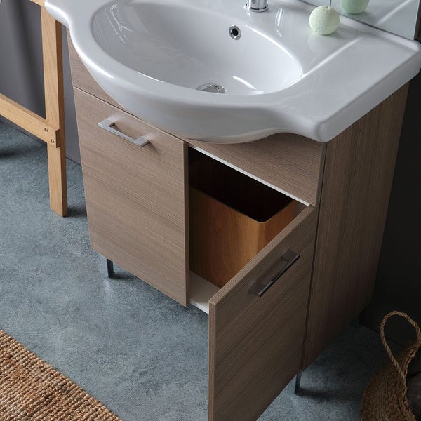 Badezimmeset bodenstehend 75 cm - Eiche natur Holzoptik | Rimini