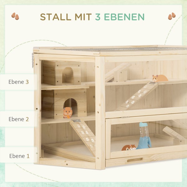Hamsterstall mit drei Ebenen und Zubehör