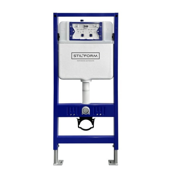 Stil Form Vorwandelement für Wand-WC mit Unterputz-Spülkasten und blauem Metallrahmen.