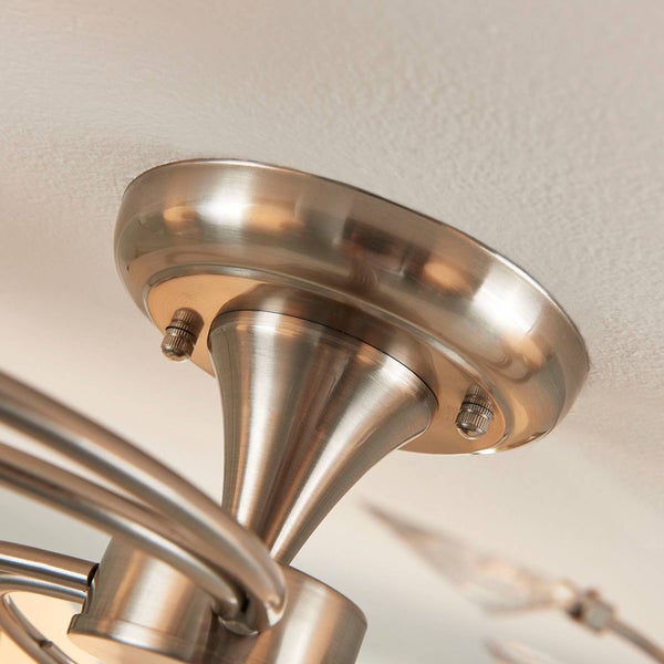 Lindby Deckenlampe Glas Metall nickel matt, Deckenstrahler 6x E14 max. 40W ohne Leuchtmittel Deckenleuchte Schlafzimmer Flur Wohnzimmerlampe