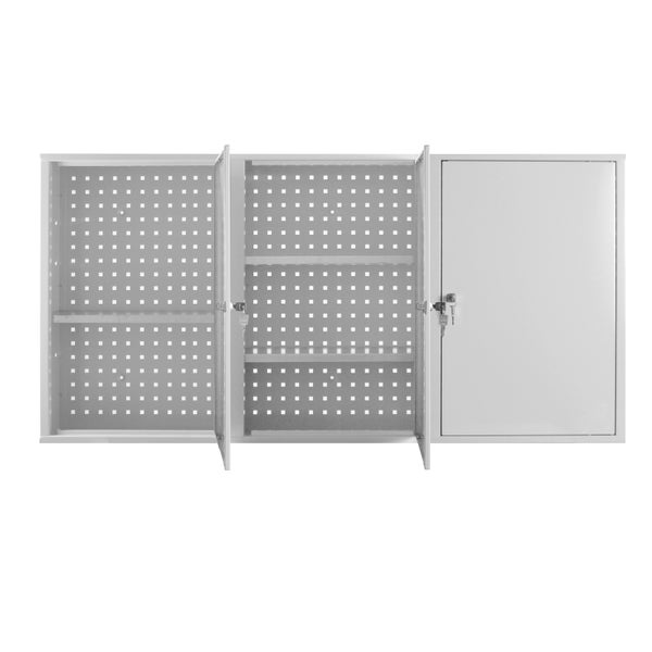 PROREGAL Werkzeugwandschrank mit 3 Türen 4 Fachboden HxBxT 75 x 150 x 20 cm Lichtgrau