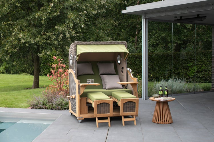 Strandkorb Rantum Grande Teak PE grey Dessin 587
