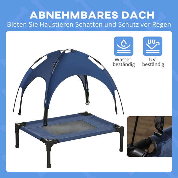 PawHut Hundebett, L61 x B46 x H62 cm, Stahl, Oxford, Dunkelblau+Schwarz