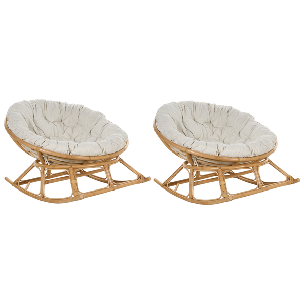Schaukelstühle 2er Set ORVIETO Rattan Naturfarben