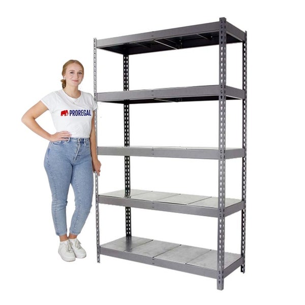 Schwerlastregal METAL YETI FIVE | HxBxT 200x180x75cm | Fachlast 400kg | Grau