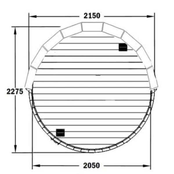 FinnTherm Fasssauna Samantha Fasssauna 2 Sitzbänke aus Holz, Sauna mit 42 mm Wandstärke, Außensauna mit Montagematerial, Naturbelassen
