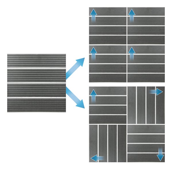 Verlegemuster für Terrassenfliesen: parallele Verlegung und Schachbrettmuster.