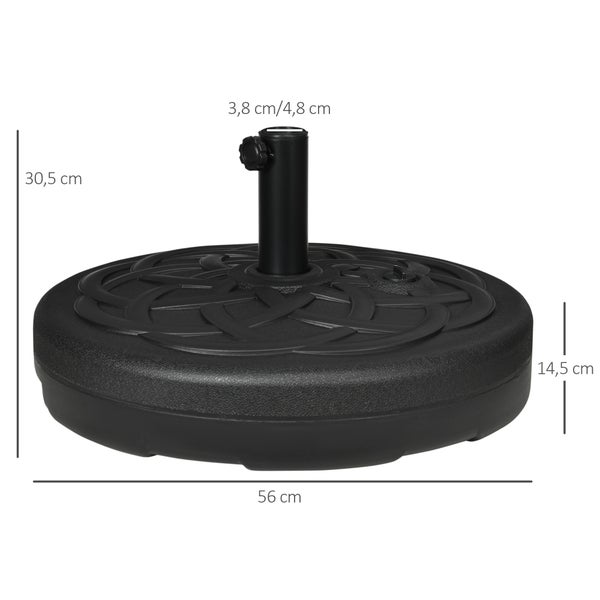 Outsunny Sonnenschirmständer bis 35 kg befüllbar Schirmständer, Rund Schirmhalter, Schirmgewicht, Ständer für Sonnenschirm Ø38/48 mm, für Balkon, Terasse, Garten, Schwarz