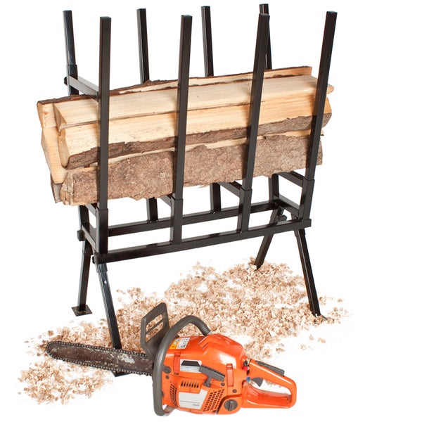 Holzsägebock tectake  76 x 53 x 102 cm aus lackiertem Stahl schwarz