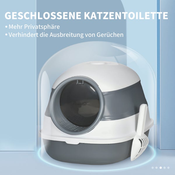 PawHut Katzenklo, 52L x 41B x 38H cm, PP, ABS, Weiß+Grau
