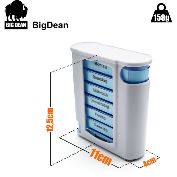 BigDean Pillendose mit Fächern für jeden Wochentag