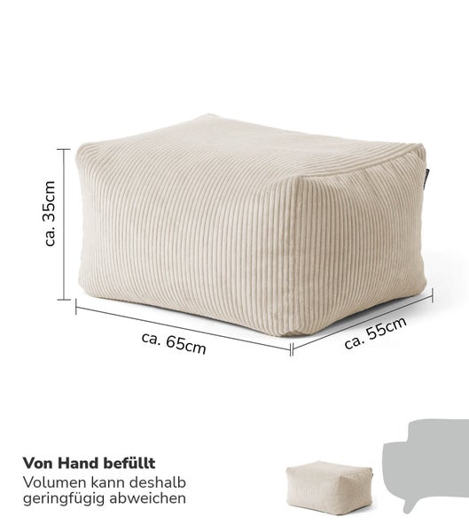 mokebo Pouf oder Hocker aus Cord 'Der Ruhestifter', Sitzhocker oder Sitzpouf in Beige