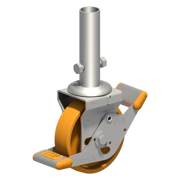 Layher Schwerlast-Lenkrolle mit Bremse und Rohr