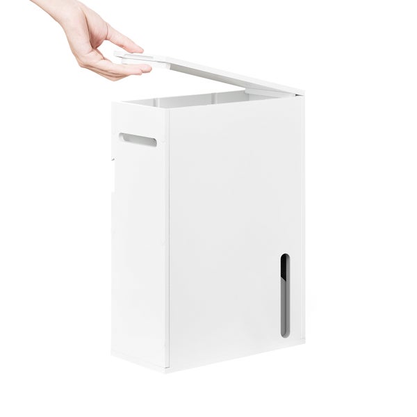 Weiße Aufbewahrungsbox mit Deckel und Griffmulden