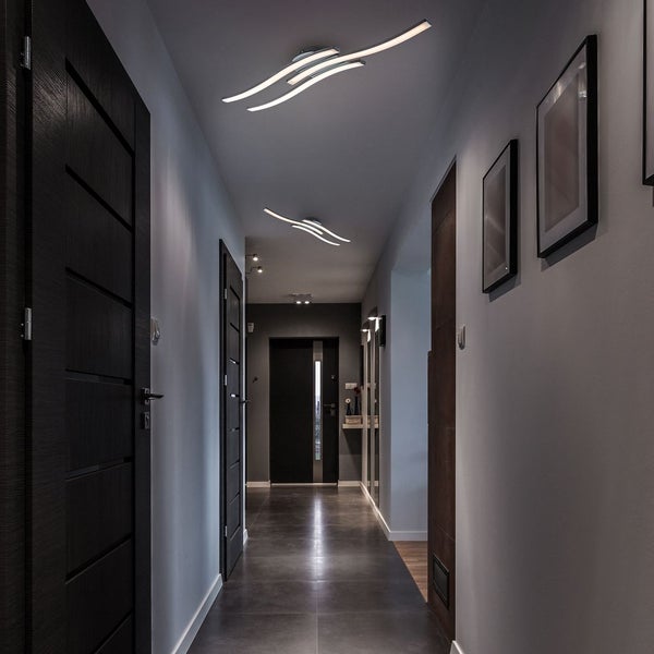 Deckenleuchte 56,5x12 cm - 18W, 1440lm, LED, warmweiß, silberfarbig