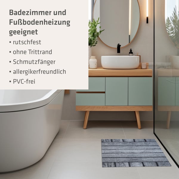 Akzente Feel Badematte mit Motiv in Grau Fußmatte 40 x 60 cm, rutschfest, saugfähig