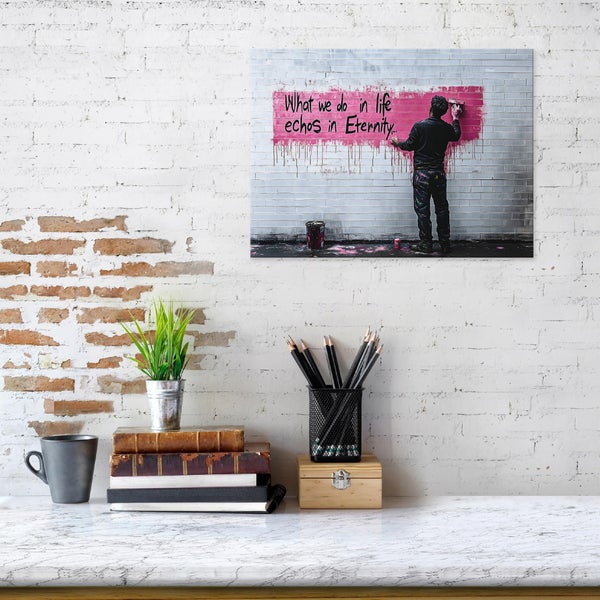 Leinwandbild Abstrakt Banksy grau Modern Bilder 100x70 cm