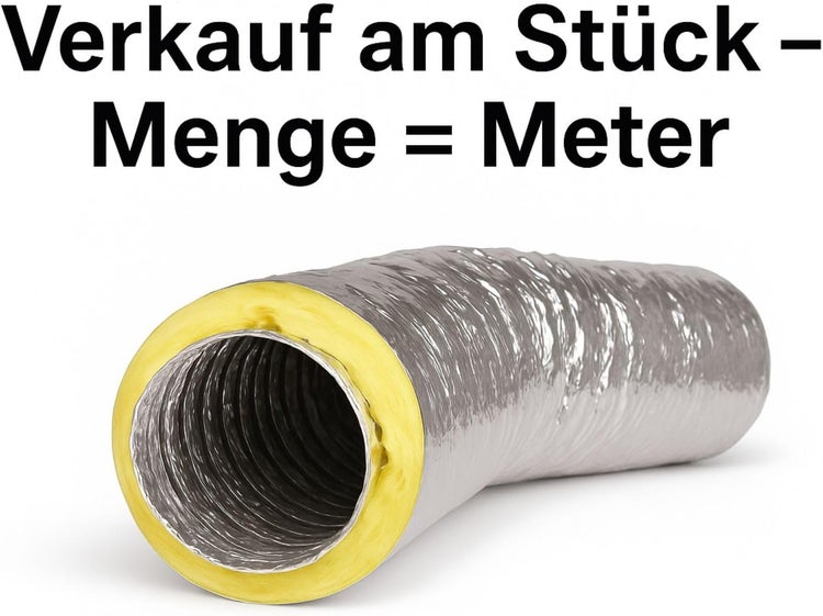 Isolierter Flexschlauch für Lüftungsanlagen, Verkauf am Stück nach Metern.