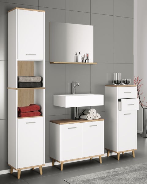 4-tlg. Komplett Badmöbel Badschrank Set Landos l