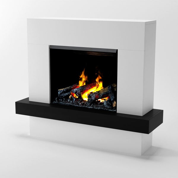 GLOW FIRE Elektrokamin 'Hera Opti Myst' | Wasserdampf Kamin mit Heizung inkl. Holz in weiß als Standkamin| HxBxT: 110x126x32cm
