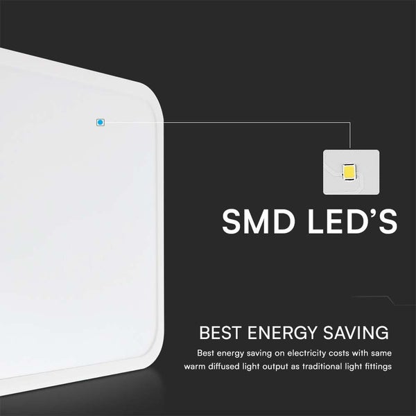 V-TAC VT-8630SQ-S-W -  LED-Kuppelleuchte | Samsung | IP44 | Weiß | 48W| 5160 Lumen | 6500K |