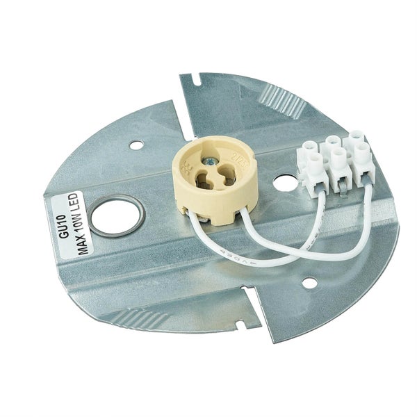 GU10 Fassung mit Anschlussklemmen und Montageplatte für LED Leuchtmittel bis maximal 10 Watt