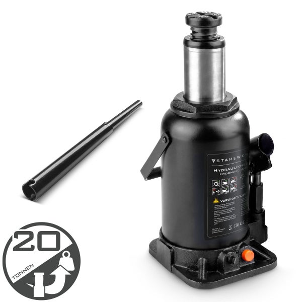 Stahlwerk Hydraulikheber 20 Tonnen mit Pumpstange, Stempelwagenheber für schwere Lasten.