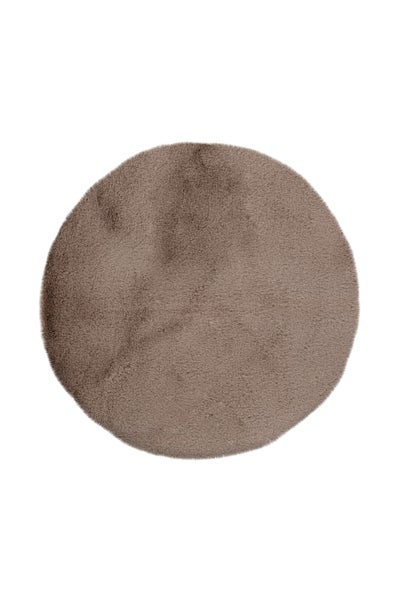 Kurzflor Teppich Oasisia Dunkelbeige 22 mm Uni Ø 100 cm