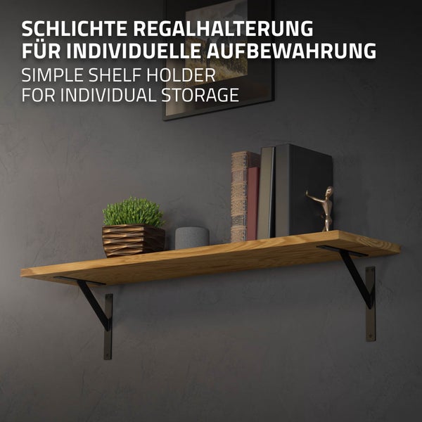 ML-Design 2 Stück Regalhalterung 240x240 mm, Schwarz, Aluminium, Schwebende Regalhalterungen, Regalwinkel, Wandhalterung für Regalbrett, Regalträger für Wandmontage, Wandregal Wandkonsole Regalstütze
