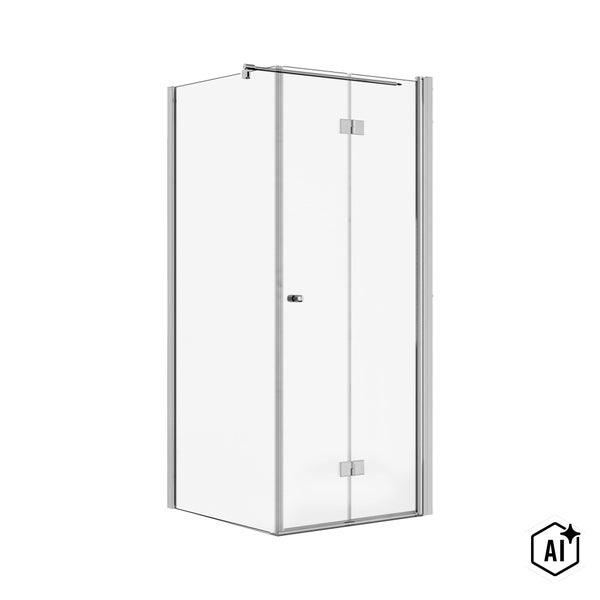 Eckduschkabine mit Scharniertür aus Sicherheitsglas mit Metallprofilen