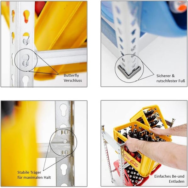 Grundregal aus Metall mit drei Ebenen