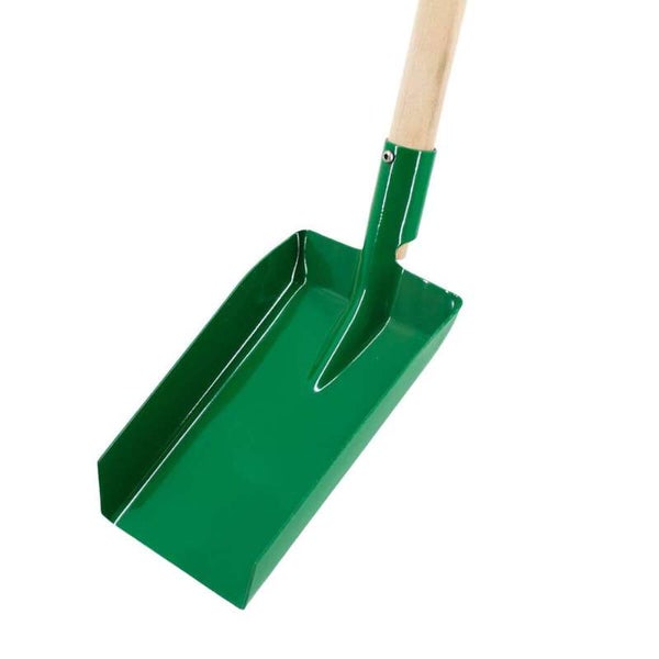 Grüne Schaufel mit Holzgriff