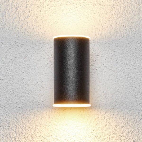 Lindby LED Wandleuchte außen Morena (spritzwassergeschützt (Modern) in Schwarz aus Edelstahl (2 flammig, ) - Außenwandleuchten Wandlampe Led Außenlampe Outdoor für Außenwand/Hauswand
