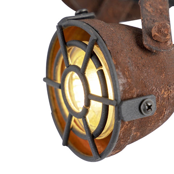 Lampe im Vintage-Stil mit Rost-Optik und Schutzgitter