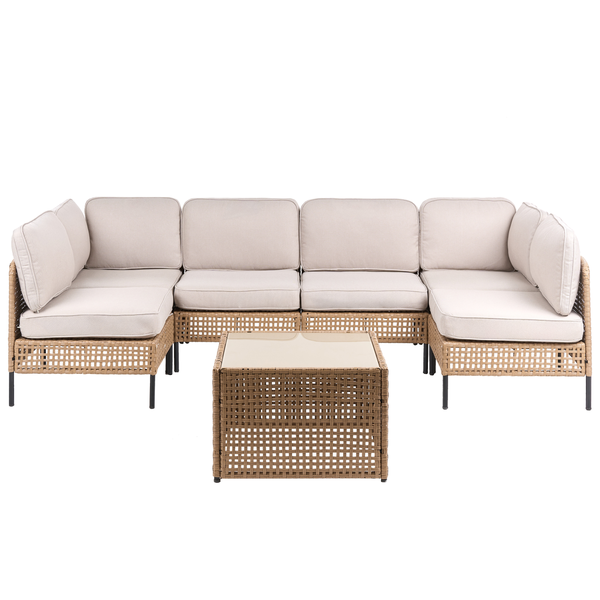 Gartenlounge-Set mit Rattanoberfläche und Tisch