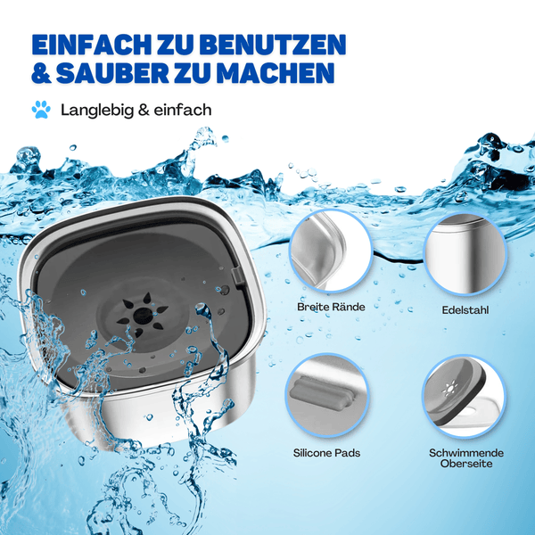 Vulpes Goods Wassernapf für Hunde - 3L - Auslaufsicher Trinknapf - Reisenapf - Rostfreier Stahl - Wasserspender für Haustier