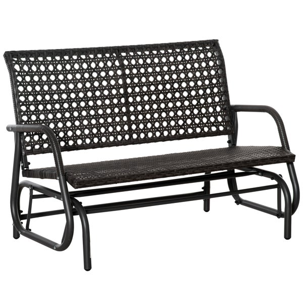 Outsunny Polyrattan Schaukelbank, 2-Sitzer Gartenschaukel, mit Rückenlehne, 70 x 120 x 84 cm, Stahl, PE Rattan, Grau