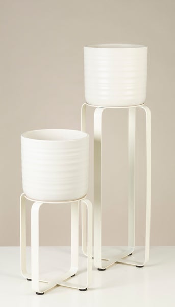 Scheurich Avignon 51, Pflanzenständer/Blumenständer/Blumentopfständer/Postament aus Metall Farbe: White Matt, 23,3 cm Durchmesser, 51,4 cm hoch, 14,9 l Vol.