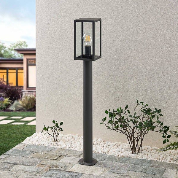 Lindby Außenleuchte Filimon (spritzwassergeschützt (Modern) in Schwarz aus Aluminium (1 flammig, E27) - Wegeleuchte Pollerleuchte Wegelampe Sockelleuchte