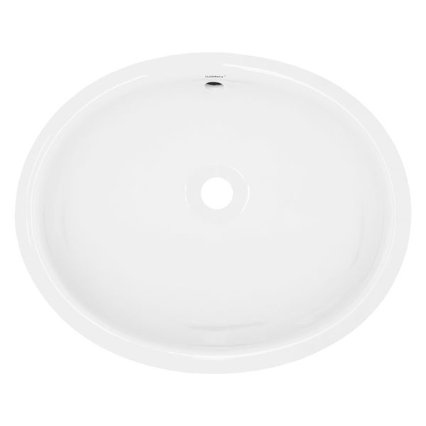ML-Design Waschbecken aus Keramik Weiß glänzend 49x19,5x40,5cm Oval Einbauwaschbecken mit Überlauf und Abflusloch, Badezimmer Aufsatzwaschbecken Einbauwaschtisch Waschschale Waschplatz Handwaschbecken