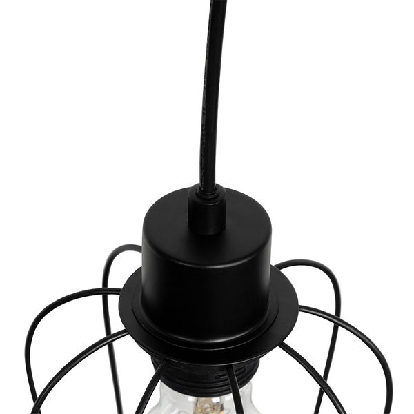 Schwarze Pendelleuchte mit Metallkäfig