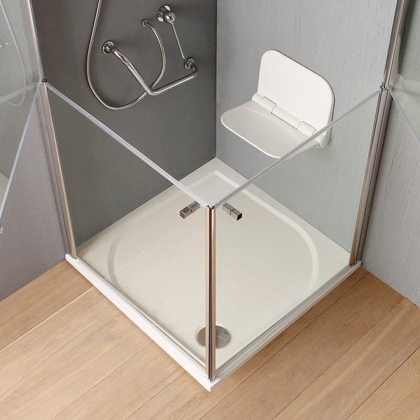 Eckdusche mit 2 Pendeltüren Oben + Unten, Teilrahmen Chrom