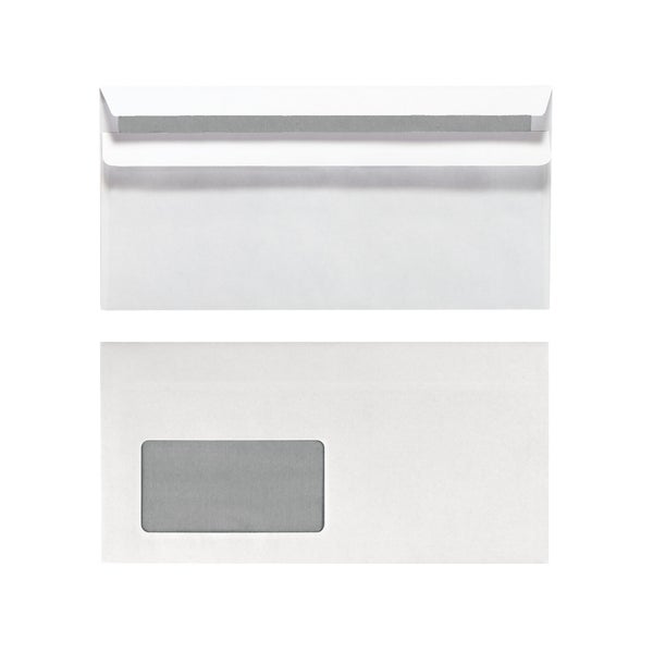 Herlitz Briefumschlag DIN lang selbstklebend mit Fenster weiß 100er Set