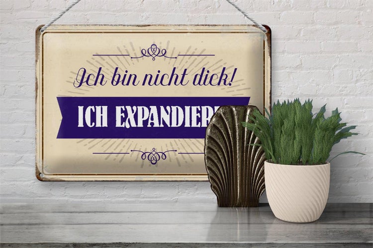 Blechschild Spruch 30x20cm bin nicht dick ich expandiere