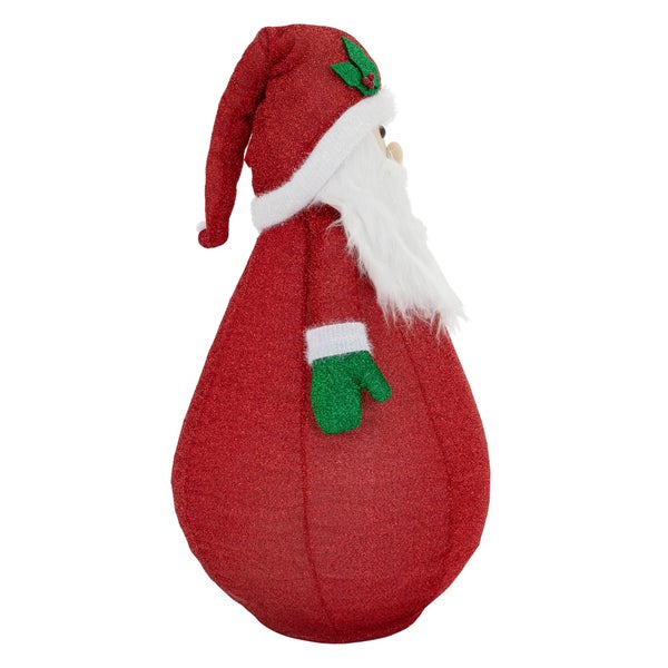 ECD Germany LED Weihnachtsmann XXL Figur mit Mütze, Bart und Handschuhe, 140cm, Stoff, Beleuchtete Gartenfigur 10 LED,Timer, Batteriebetrieben, Innen/Außen, Ausziehbare Dekofigur Weihnachtsdekoration