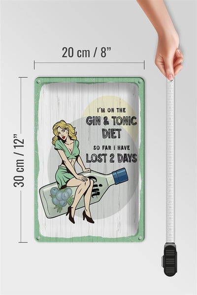 Blechschild Spruch Pinup I´m on the Gin & Tonic Diet 20x30cm