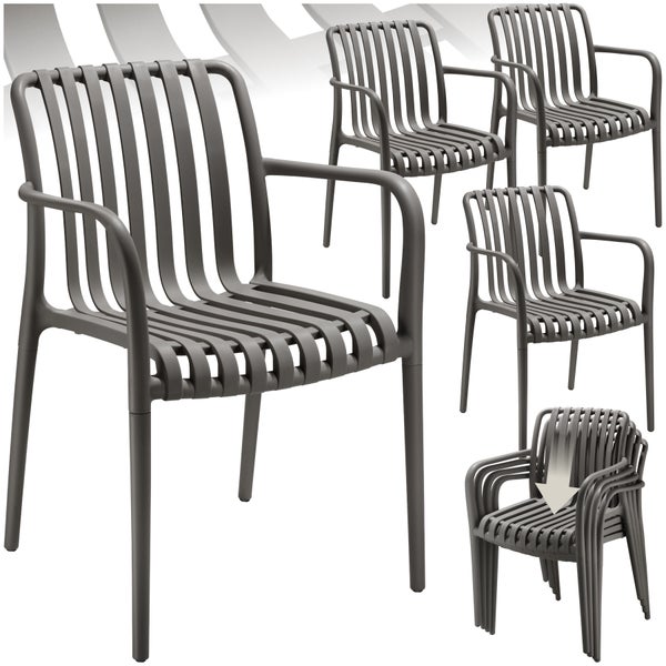 Gartenstühle tectake Alcudia 54,5 x 58 x 80,5 cm, Belastbarkeit 120 kg wetterfest und UV-beständig anthrazit